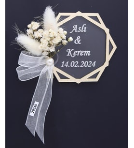50 Adet 8x7cm Pleksi Magnet İsimli Altıgen Söz Nişan Düğün Hediyesi Mod.2 (Karışık)