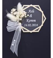 50 Adet 8x7cm Pleksi Magnet İsimli Altıgen Söz Nişan Düğün Hediyesi Mod.2 (Karışık)