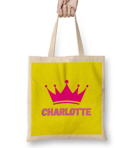 Charlotte -Name personalized Custom - vintage Retro Rainbow Style Design Gift Baby-Gift For Her Bez Çanta Uzun Saplı