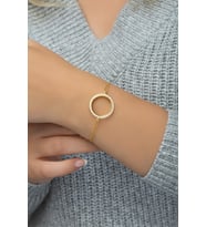 925 Ayar Gümüş Gold Zirkon Taşlı Çeyreklik Bileklik