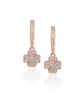 Yonca Model Zirkon Taşlı Rose Kaplama Bayan Gümüş Küpe 201022760