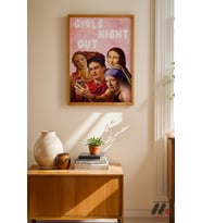 Girls Night Out Klasik Kolaj, Ahşap Çerçeveli Duvar Tablosu - Motivasyon Hediyesi