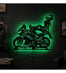Kişiye veya Fotoğrafa Özel Led Işıklı Ahşap Hediyelik Motosiklet Tabloları, Dekor