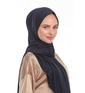 Düz Renk Diamond Seri Şal Eşarp Askısı ile Birlikte 75x200 cm Lacivert-75x200
