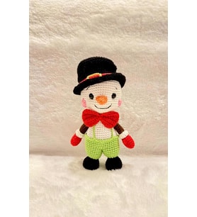 Maskot Şapkalı Kardan Adam Amigurumi Organik Oyuncak