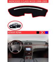 Mercedes S Class W 220 1998-2005 Için Uygun Torpido Koruma Halısı Siyah Kenar Renk Kırmızı
