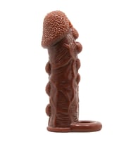 3 cm Uzatmalı Damarlı Penis Kılıfı (Koyu Kahverengi)