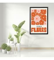 Tekli Ahşap Lamine Çerçeveli Mdf Tablo Fleurs Kırmızı Çiçekler (Siyah)