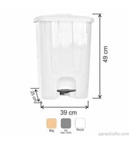 Garanti Metal 7142 Plastik İç Kovasız Köşeli Pedallı Çöp Kovası (40 Litre)