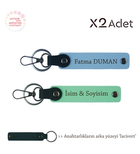 Hemşireye Romantik Jest, İsim Yazılı 2’li Anahtarlık Seti, Yeşil-Gök Mavi-Lacivert