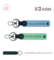 Hemşireye Romantik Jest, İsim Yazılı 2’li Anahtarlık Seti, Yeşil-Gök Mavi-Lacivert