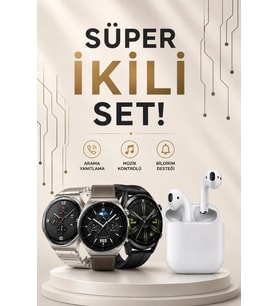 Akıllı Saat Ve Kulaklık Seti Dokunmatik Ekran 5.0 Bluetooth Bağlantılı Sesli Görüşme