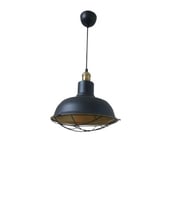 Retro Metal Siyah Dekoratif Eskitme Duylu Kafesli Siyah İçi Gold Kafe Mutfak Avize Çap:30 cm