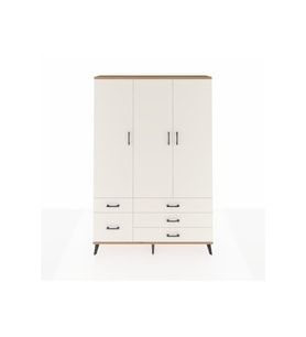 Arges Gardrop 5 Raflı 5 Çekmeceli Tek Askılı 132x30x195 Çam-Aytaşı