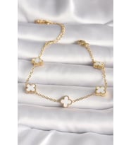 316L Çelik Gold Renk Baby Boy Yonca Model Kadın Bileklik - TJ-BB6640