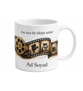 Film Şeridi Temalı Özel Tasarım Baskılı Kupa Bardak Sinema Hediye