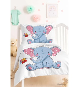 Dijital Baskılı 3d Pamuklu Yenidoğan Bebek Nevresim Takımı Cute Elephant