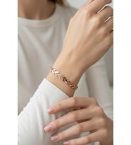 Gümüş Başak Bileklik 925 Ayar Zirkon Taşlı Kadın (Rose)