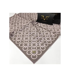 Geometrik Desen Black Seri Twill Eşarp Eşarp Askısı ile Birlikte 90x90 cm Gri-90