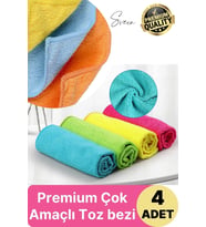 4'lü Çok Amaçlı Kaliteli Mikrofiber Süper Emici Silme Kurulama Toz Bezi Cam Mutfak Temizlik Renkli