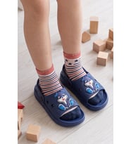 HopKid - Sevimli Tavşan Figürlü Kız Erkek Çocuk Sandalet Terlik - Arkadan Bantlı, Kaymaz Tabanlı, Yıldız Detaylı Hafif Günlük Terlik