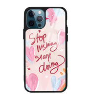 iPhone 13 Pro Max Pembe Motto Tasarımlı Glossy Telefon Kılıfı