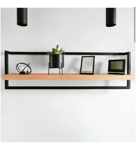 Lyla Concept Defne Banyo Ahşap Raflı Metal Havlu, Şal Askılık