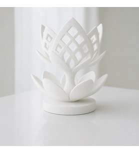 3D Baskı Lotus Çiçeği Mumluk - Dekoratif Tealight Mumluk-Beyaz