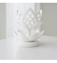 3D Baskı Lotus Çiçeği Mumluk - Dekoratif Tealight Mumluk-Beyaz