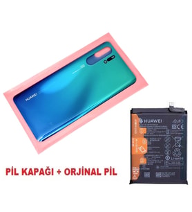 Tkgz Huawei Uyumlu P30 PRO Arka Kapak Batarya Pil Kapağı + PİL (CAM) MAVİ
