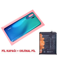 Tkgz Huawei Uyumlu P30 PRO Arka Kapak Batarya Pil Kapağı + PİL (CAM) MAVİ
