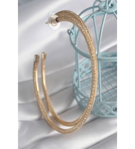Pirinç Gold Renk Hasır Halka Model Zirkon Taş Detay Kadın Küpe - TJ-BKP8505