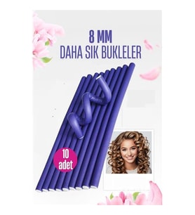 Sosis Latex Bigudi - Isısız Saç Bigudisi - 10 Adet 8 mm