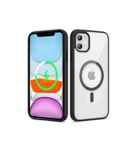 Apple iPhone 12 Uyumlu Kılıf M-safe Wireless Şarj Özellikli Silikon Zore Ege Kapak (Siyah)