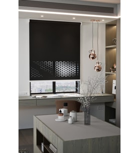 Lazer Kesim Mat Stor Perde, Lazer Kesimli Modern Serisi, M-1008 Siyah Renk