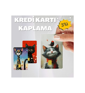 Sevimli Kediler Kart Kaplama 3'lü Set no4 Kredi Kartı & Akbil Sticker