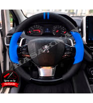 Peugeot Rifter Dikme Direksiyon Kılıfı Delikli Deri Parlak Siyah Mavi Detay Çift Yüzük ve Dikiş 2018-2021
