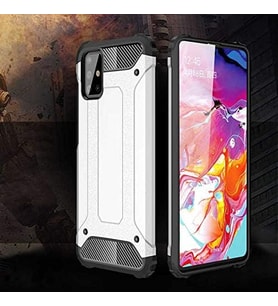 Samsung Galaxy A71 ile uyumlu Çİft Katman Koruyucu Crash Military Tank Kılıf - Kırmızı