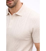 Erkek Yazlık Triko Tişört Kısa Kol Polo Yaka Düğmeli T-Shirt - Krem