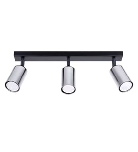 RIOLIGHT MODERN SİYAH GÖVDE KROM HAREKETLİ BAŞLIK 3XGU10 LED SPOT LED AVİZE (AMPUL DAHİL)