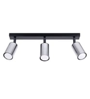 RIOLIGHT MODERN SİYAH GÖVDE KROM HAREKETLİ BAŞLIK 3XGU10 LED SPOT LED AVİZE (AMPUL DAHİL)