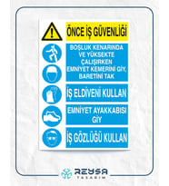 Önce İş Güvenliği Boşluk Kenarında Ve Yüksekte Çalışırken Emnıyet Kemerini Giy, Baretini Tak İş Eldi