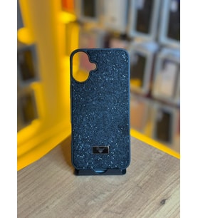 İPhone 16 Plus Uyumlu Taş Desenli Silikon Yumuşak Kılıf (Siyah)