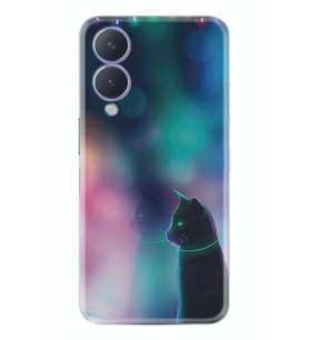 Vivo Y17s Kılıf Silikon Desen Özel Seri Window Cat 1787