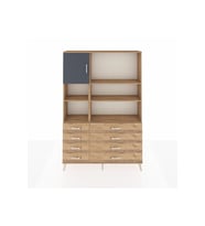 Arges Dolap 7 Raflı 8 Çekmeceli Tek Kapaklı  132x30x195 Çam-Antrasit/Çam