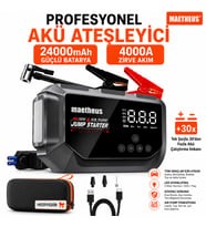 24000 mAh 4in1 Akü Takviye Cihazı 150 PSI Kompresör Lastik Şişirme Powerbank EVA Çanta 4000A Tepe Akım