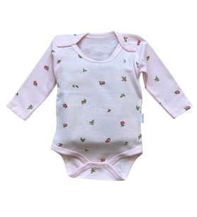 Çiçek Desenli Kız Bebek Uzun Kollu Zıbın Body