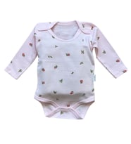 Çiçek Desenli Kız Bebek Uzun Kollu Zıbın Body (Toz Pembe)