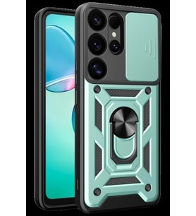 Pilelistore   Samsung Galaxy S25 Ultra Kılıf Pars Lens Yüzüklü Silikon - Yeşil