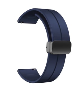Huawei GT2 46mm 22mm Uyumlu Kordon Silikon Metal Mıknatıslı Toka Zore KRD-84 Kayış (Lacivert)